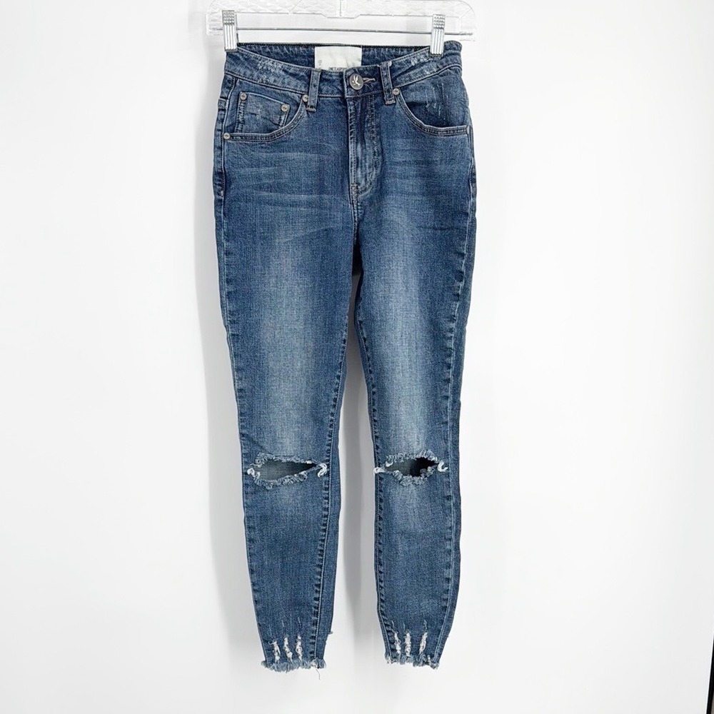One Teaspoon Freebirds II Jeans Size 0 High Waist Distressed Skinny Frayed Hem